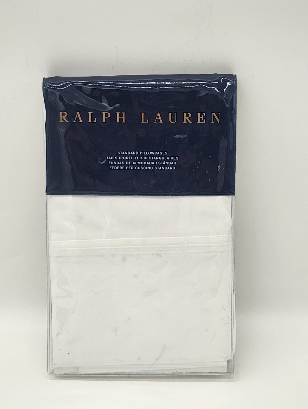 NWT Ralph Lauren RL 464 Solid Percale Standard Pillowcases Tux White $90